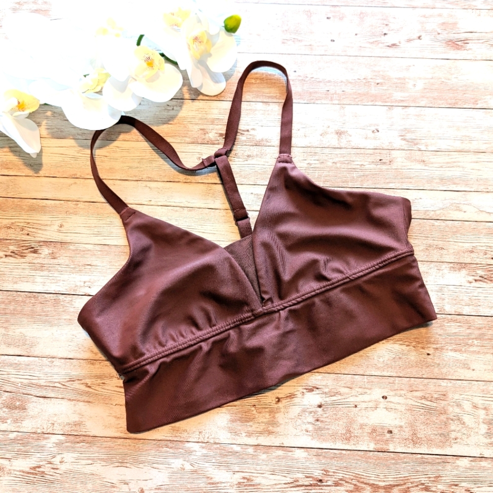 Offline by Aerie brown stretch unlined wirefree bra bralette size S EUC